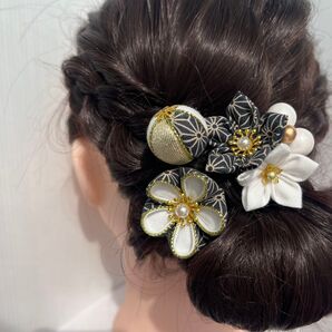 結婚式 パール 髪飾り 髪留め ヘアアクセサリー 玉かんざし つまみ細工