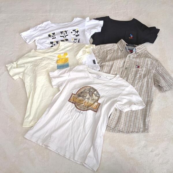 【キッズ110サイズ】Tシャツ 半袖 シャツ 5枚まとめ売り ユニクロ トミーヒルフィガー ディズニー ミッキー ジュラシックワールド