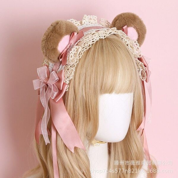 くま耳 ヘッドドレス ピンク ゴスロリ ロリータ コスプレ パーティ イベント
