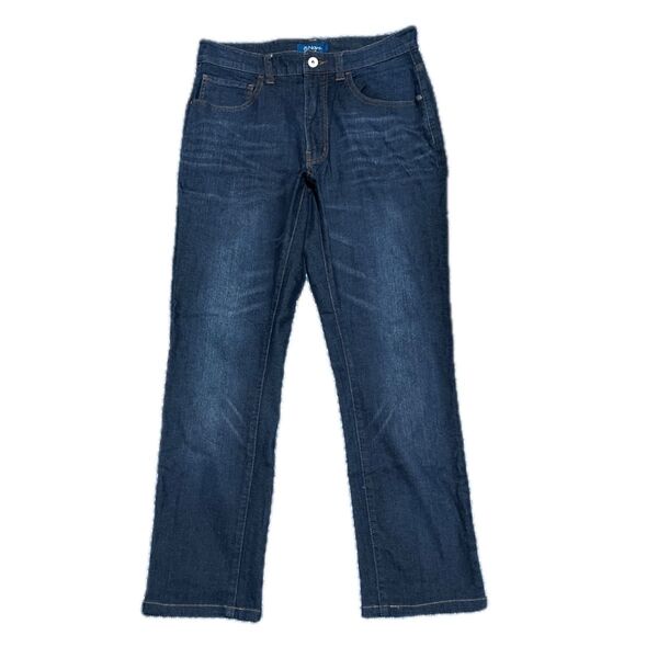 【美品】アンクル丈スリムパンツ ストレッチデニム ジ-ンズ Gパン W76〜79 ブルー マックハウス/Navy
