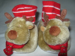 * secondhand goods reindeer for interior baby shoes slippers shoe sole approximately 10cm absolute size approximately 7~8cm about First shoes BABY doll . soft toy also *