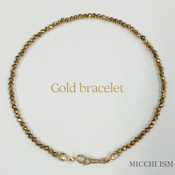 14K ゴールド ブレスレット キラキラ ミラーカット2mm玉 ゴールドフィルド刻印入り 流行り 高品質 レディース メンズ 高級