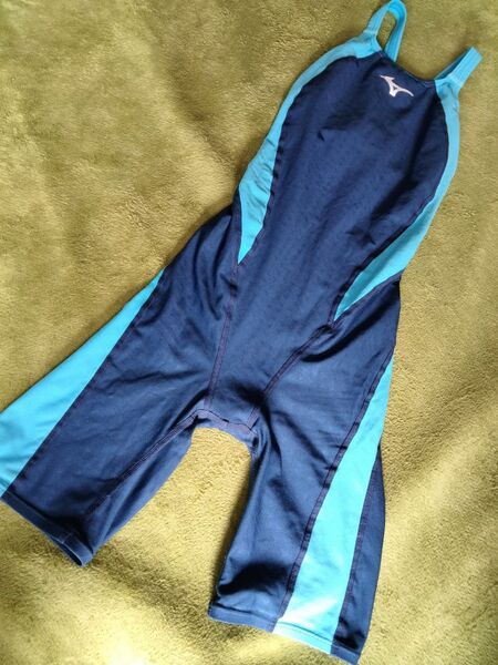透かし模様入 ネイビー×ブルー MIZUNO ミズノ 練習用競泳水着 サイズS
