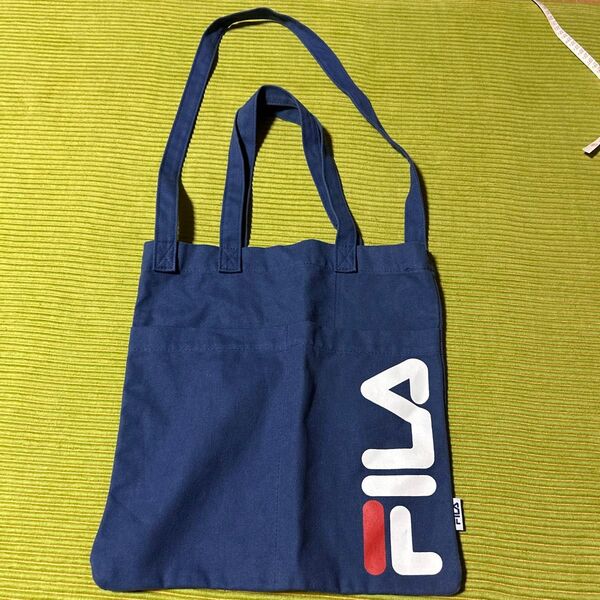 FILA ネイビー トートバッグ キャンバス 美品 青