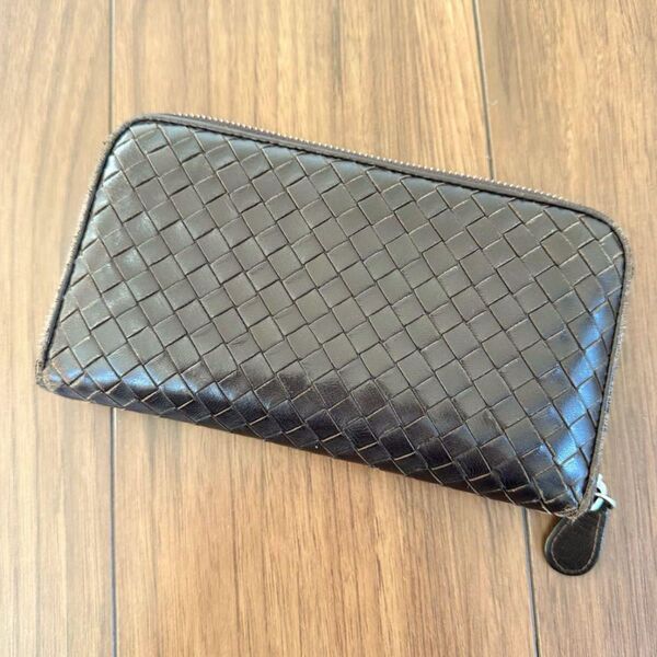 #58 BOTTEGA VENETA/長財布/ラウンドファスナー/ブラウン
