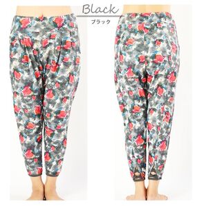 5000円位◆タグ付き新品【FILA】レディースL【水陸両用 グレー系グラデーション×赤系絵の具風柄 パンツ】ヨガ等のスポーツに