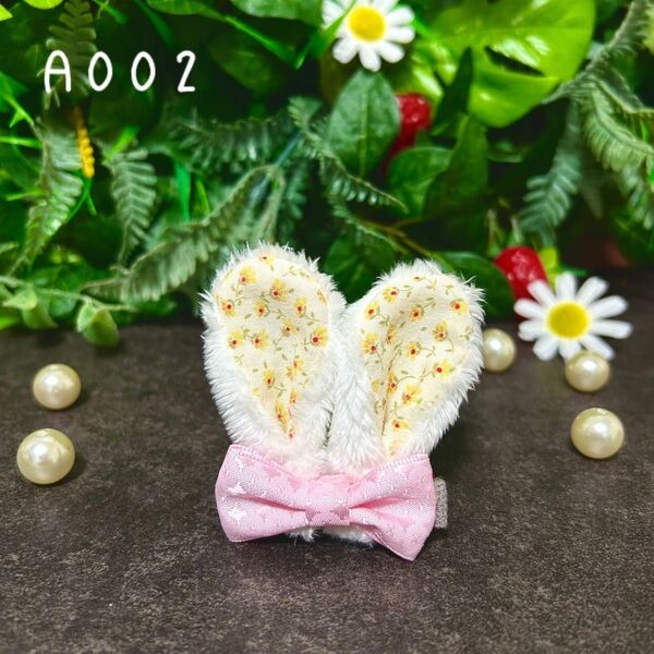ハンドメイド うさ耳ヘアクリップ うさぎ ヘアアクセサリー ヘアピン