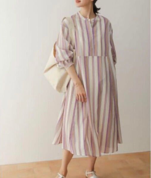 美品 URBAN RESEARCH DOORS リネン混 長袖 ワンピース M アーバンリサーチドアーズ
