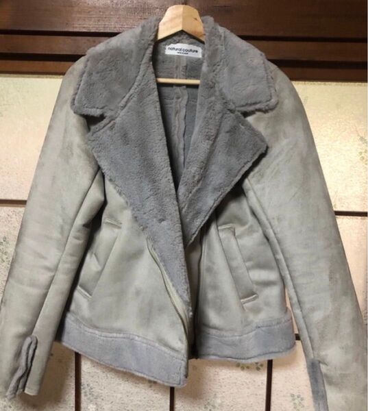 natural couture ムートンコートライダースジャケットフェイクファー