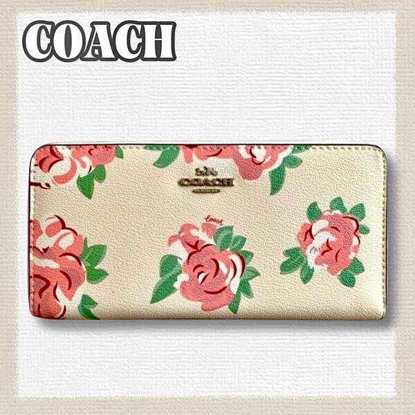 COACH 長財布 花 薔薇柄