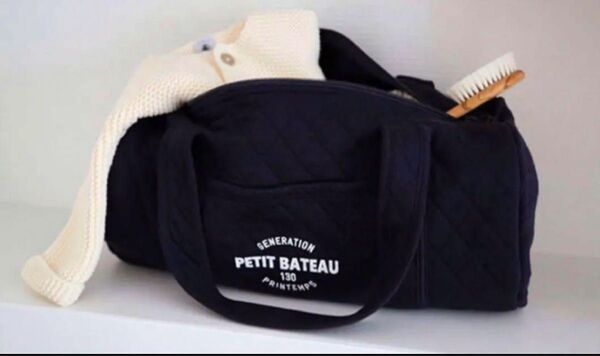 Petit Bateau プチバトー ノベルティ プチドラムバッグ 紺色ボストン ネイビー マザーズバッグ オシャレ キルティング