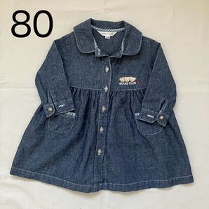 長袖 デニムワンピース 80
