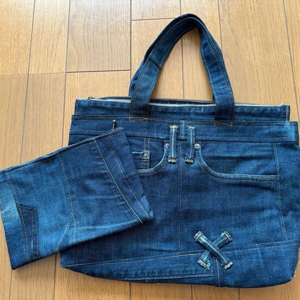 USEDデニムハンドメイドトートバッグ