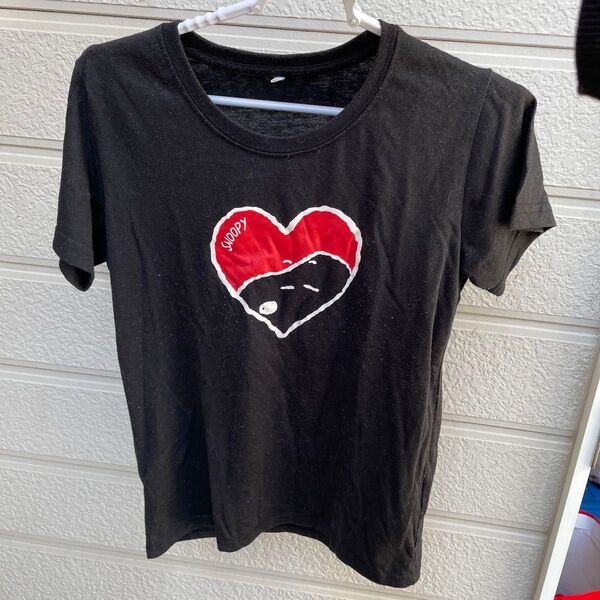 Tシャツ 黒 スヌーピー レディース Mサイズ