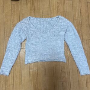 【evelyn】シャギーニット グレー ブルー