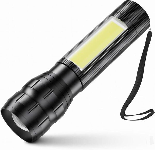 懐中電灯 強力なハンドヘルドトーチ 充電式Type-C LEDライト 充電式白色と赤色COBワークライト 15時間連続使用