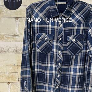 NANO UNIVERSE チェックシャツ ブルー 長袖シャツ M 古着