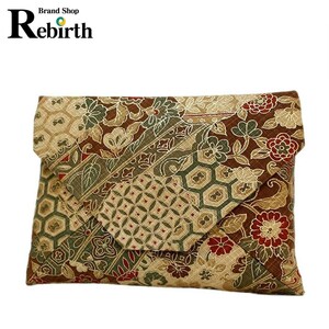  oh .. peace pattern pouch make-up pouch silk 100% beige hook opening and closing NT