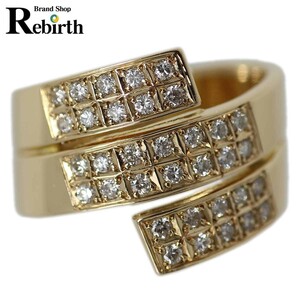  diamond ring ring K18YG/18 gold yellow gold × diamond 34P 0.34ct 7.5 number ring width approximately 6.3~14mm weight approximately 6.2g NT beautiful goods 