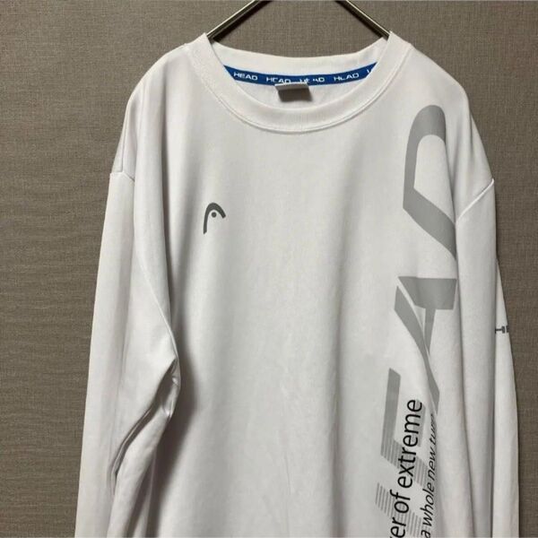 ヘッド ロゴプリントTシャツ(L L)長袖給水速乾ホワイト トレーニングウェア