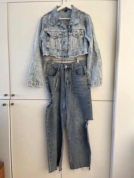SHEIN ライトブルー デニム上下セット