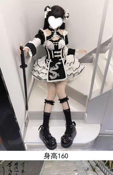 新品ゴスロリ ロリータ チャイナ メイド 中華