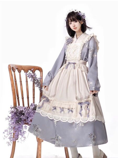花兎 中華風メイドワンピースとエプロン ワンピース