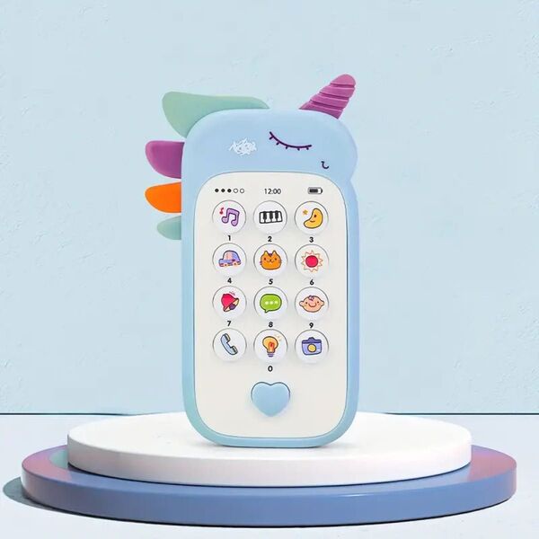 ベビーおもちゃ スマホ 歯固め 多機能携帯電話型おもちゃ ブルー