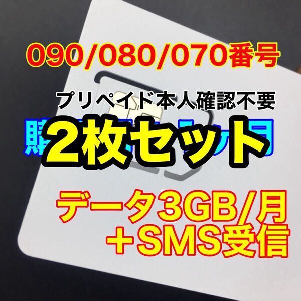 プリペイドSIMカード データ通信3GB/月 データ通信専用 SMS受信可能