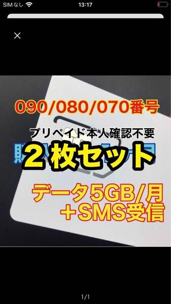 プリペイドSIMカード データ通信5GB/月 データ通信専用 SMS受信可能
