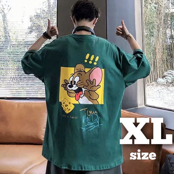 tシャツ 半袖 トムとジェリー XLサイズ グリーン ユニセックス 新品