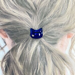 kiss猫ちゃんヘアゴム どれかお選びください handmade E505kiss青猫ちゃん、E506kissピンク猫ちゃん