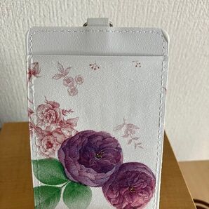 定期入れリール付き デコパージュ パープルバラ
