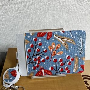 定期入れリール付きデコパージュ グレー柄