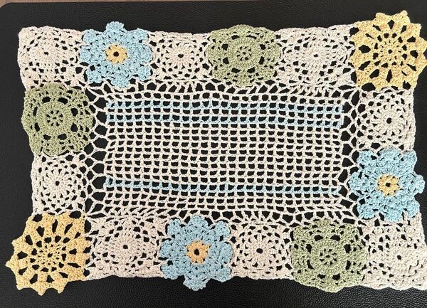 花柄 綿レース編み 26×40 花瓶敷き テーブルセンター