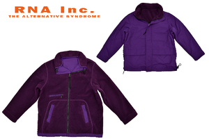 A-2096*RNAa-ruene-* purple reversible nylon fleece outdoor mountain jacket M