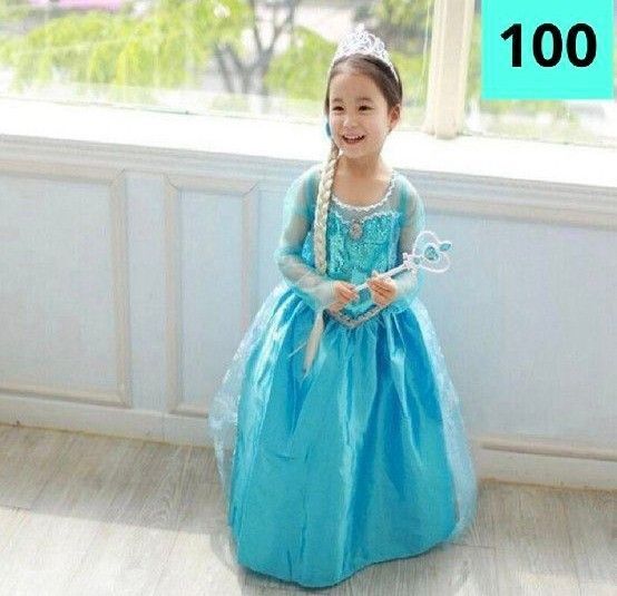 100 エルサ プリンセス ドレス コスプレ アナ雪 ブルー 誕生日 発表会