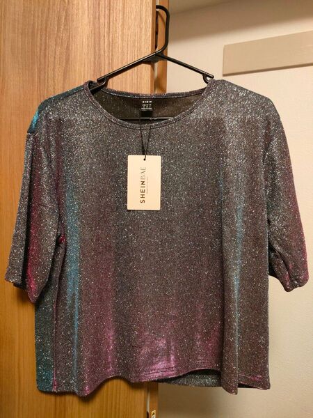 新品未使用/SHEIN ラメ入り半袖トップス カットソー 半袖