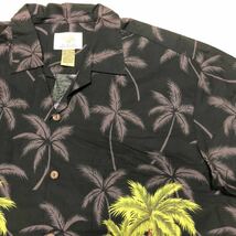 HO ALOHA ホアロハ ハワイ製 半袖シャツ アロハシャツ ガラシャツ ヤシの木 車 L 黒_画像3