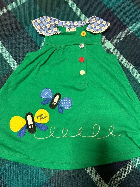 petitjam プチジャム チュニックワンピース 80センチ 緑 女の子