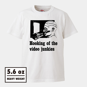【Mサイズ 白Tシャツ】ビデオジャンキーズ ビンテージ VHS LSD ACID ドラッグ マリファナ 大麻 アンダーグラウンド