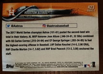 ★HOUSTON ASTROS CARLOS CORREA JOSE ALTUVE ALEX BREGMAN TOPPS 2018 #423 MLB メジャーリーグ アストロズ アルテューベ コレア_画像2