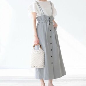 mysty woman サス付き前ボタンナロースカート ジャンパースカート