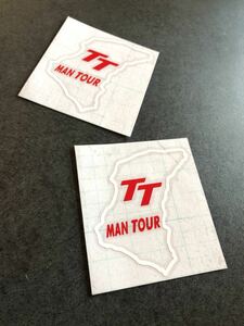 【送料無料】海外限定 マン島 TT レース MAN TOUR 地図 ステッカー 白×赤 ２枚セット 公道レース 国旗 世田谷