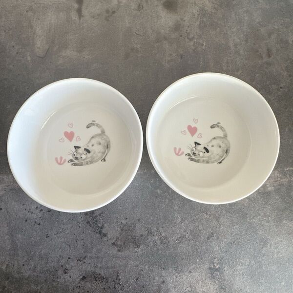 【2個セット】可愛いフードボウル 犬 猫ご飯皿 エサ入れ ペット用食器
