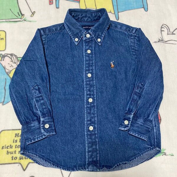 ラルフローレン キッズ 長袖シャツ デニムシャツ ボタンダウンシャツ 90cm POLO Ralph Lauren ダンガリー