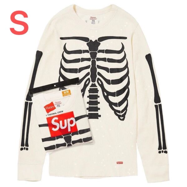 【新品】Supreme x Hanes Bones Thermal Crew White S