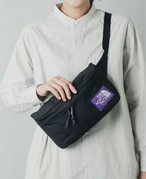 【新品、男女兼用】The north face ザ ノースフェイス ウエストバッグ ブラック パープルロゴ NN7352N