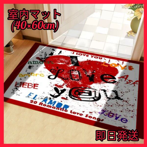室内マット 40×60 ハート かわいい インテリア 玄関マット キッチンマット バスマット 洗面所 ラグ キュート おしゃれ
