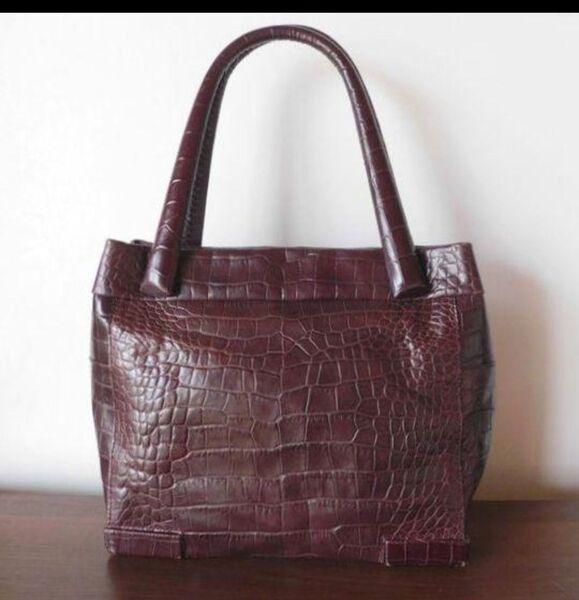 上品 Max Mara クロコ型押しハンドバッグ トートバッグ イタリア製 マックスマーラ